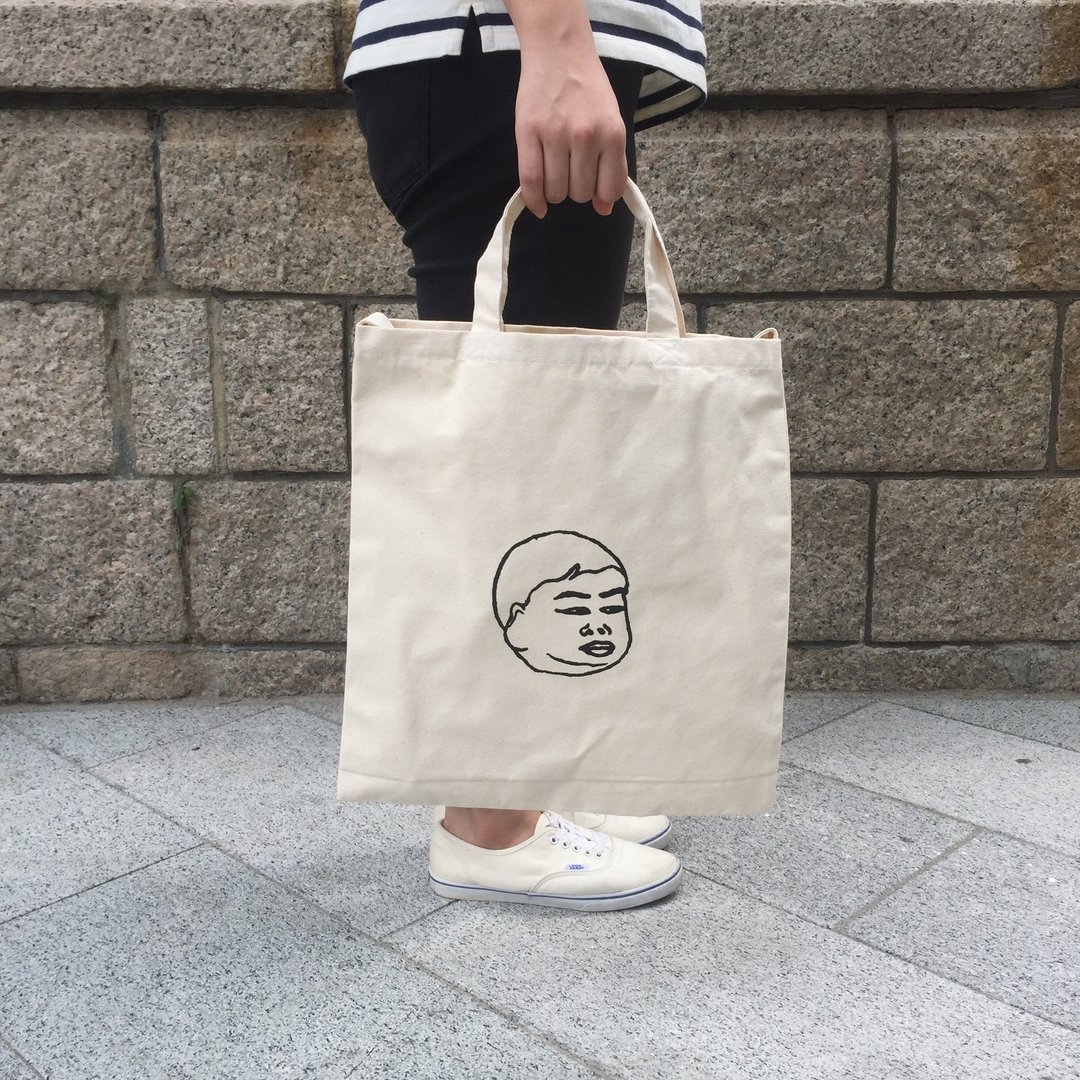 双面波totebag | 手提斜背侧背三用帆布包 - 侧背包/斜挎包 - 棉 黑色