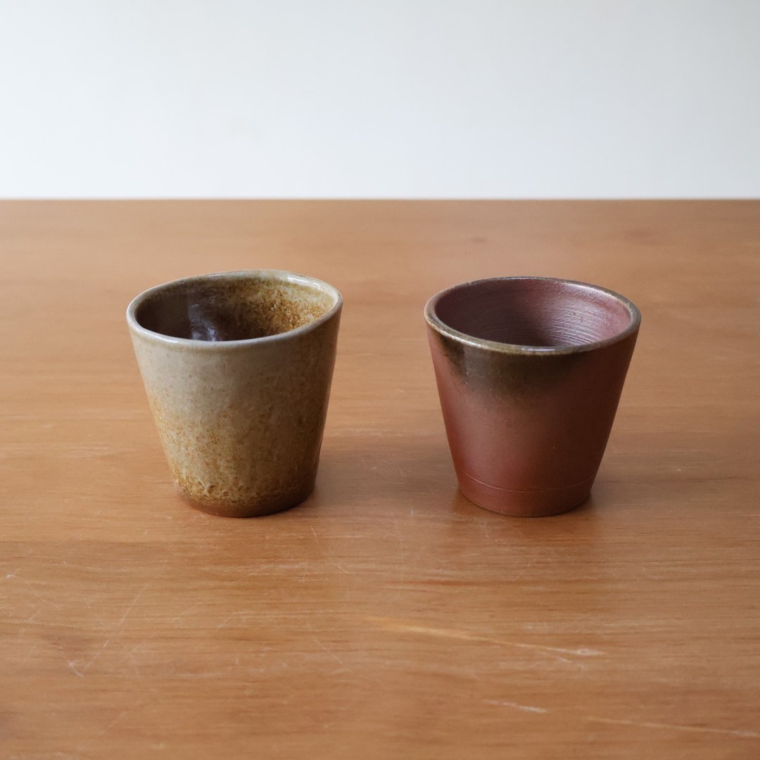 柴烧陶手作 猪口杯 - 茶具/茶杯 - 陶 咖啡色