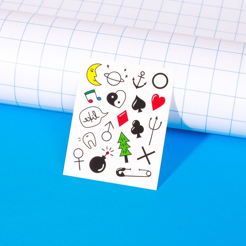 纹身贴纸三套组 / 恐龙 符号 几何学 - 纹身贴 - 纸 多色