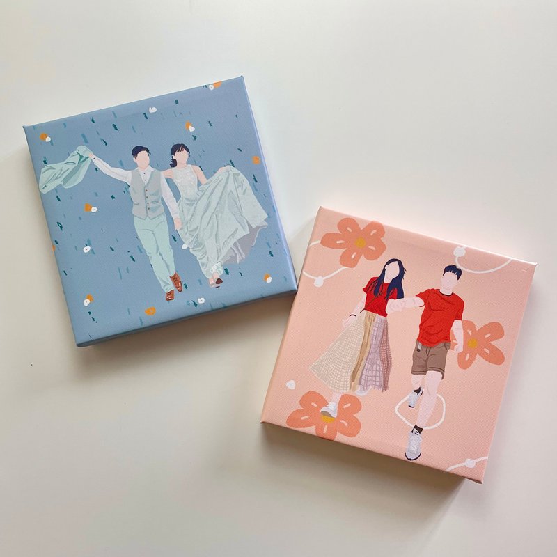 【定制无框画 似颜绘 电子档】人像画 情侣 朋友 家人 - 订制画像 - 其他材质 白色