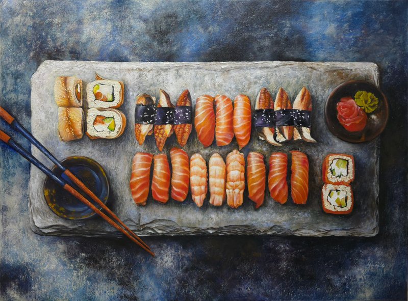 精致手绘写食油画  鲜味拼盘  独一无二 - 海报/装饰画/版画 - 颜料 多色