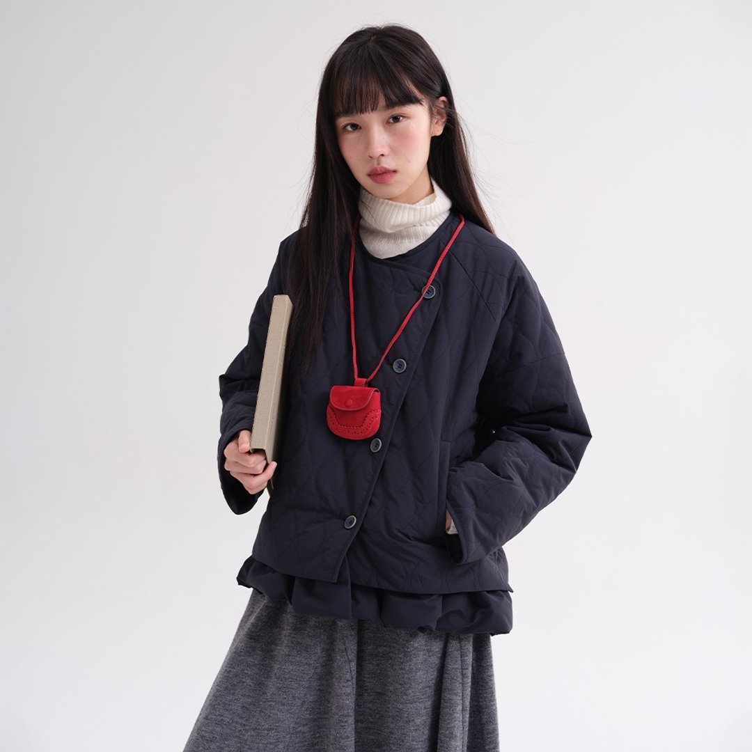 荷叶摆绗棉棉服|外套|冬款|Sora-2047 - 女装休闲/机能外套 - 聚酯纤维 黑色