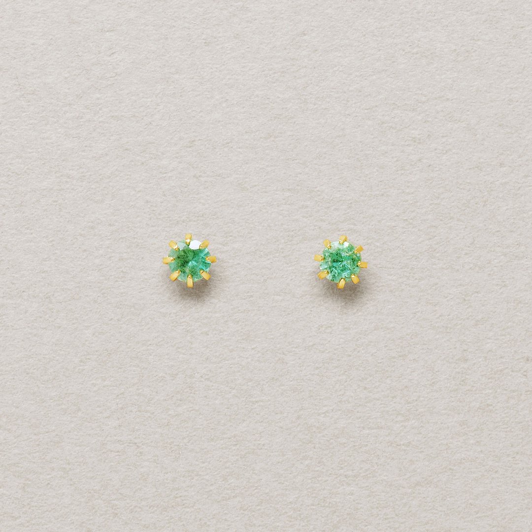 【Second Earrings】 18K 祖母绿耳环 (黄金) - 耳环/耳夹 - 贵金属 
