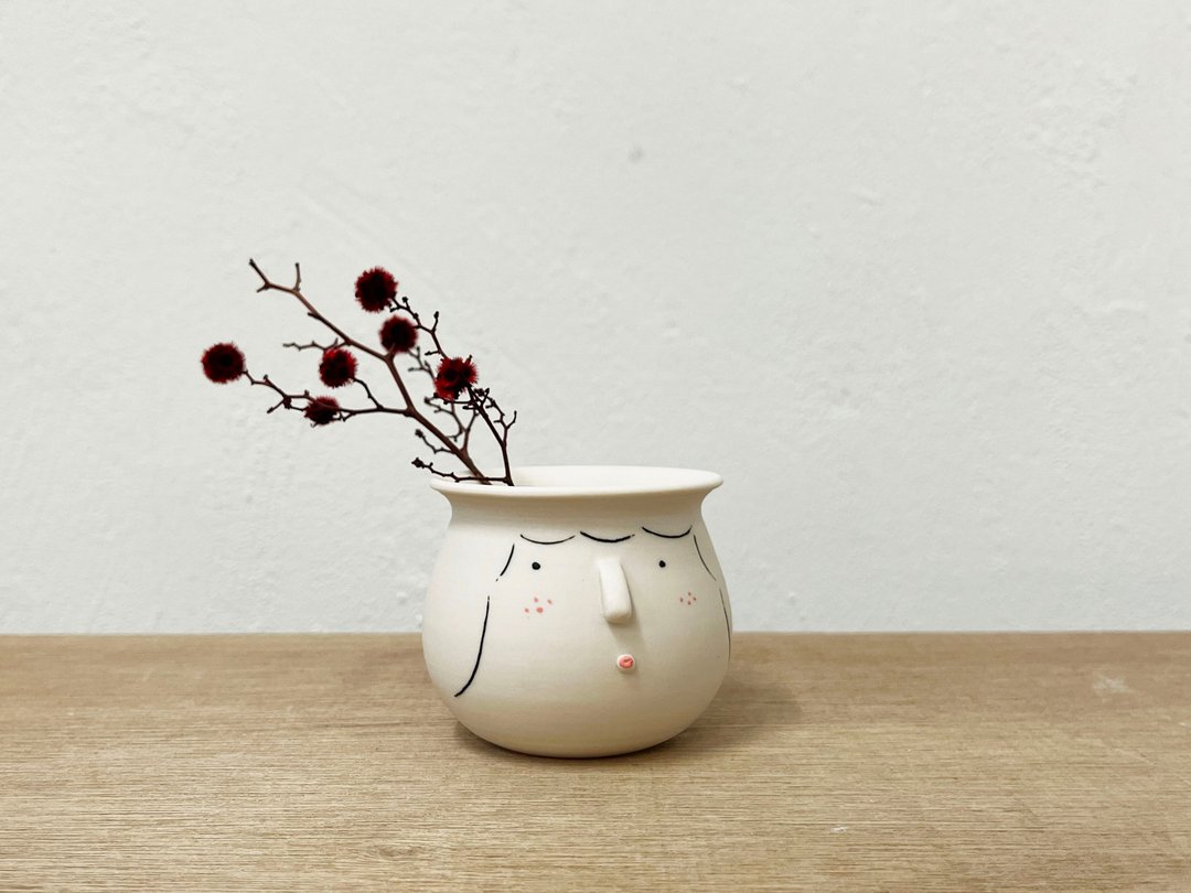 三千根子手工制白瓷 花器 花瓶 - 花瓶/陶器 - 陶 白色