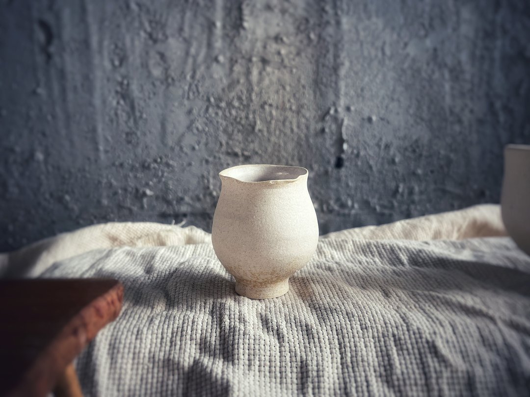 野兽胖肚小茶杯・闻香杯 / 奶油饼干 - 茶具/茶杯 - 陶 白色