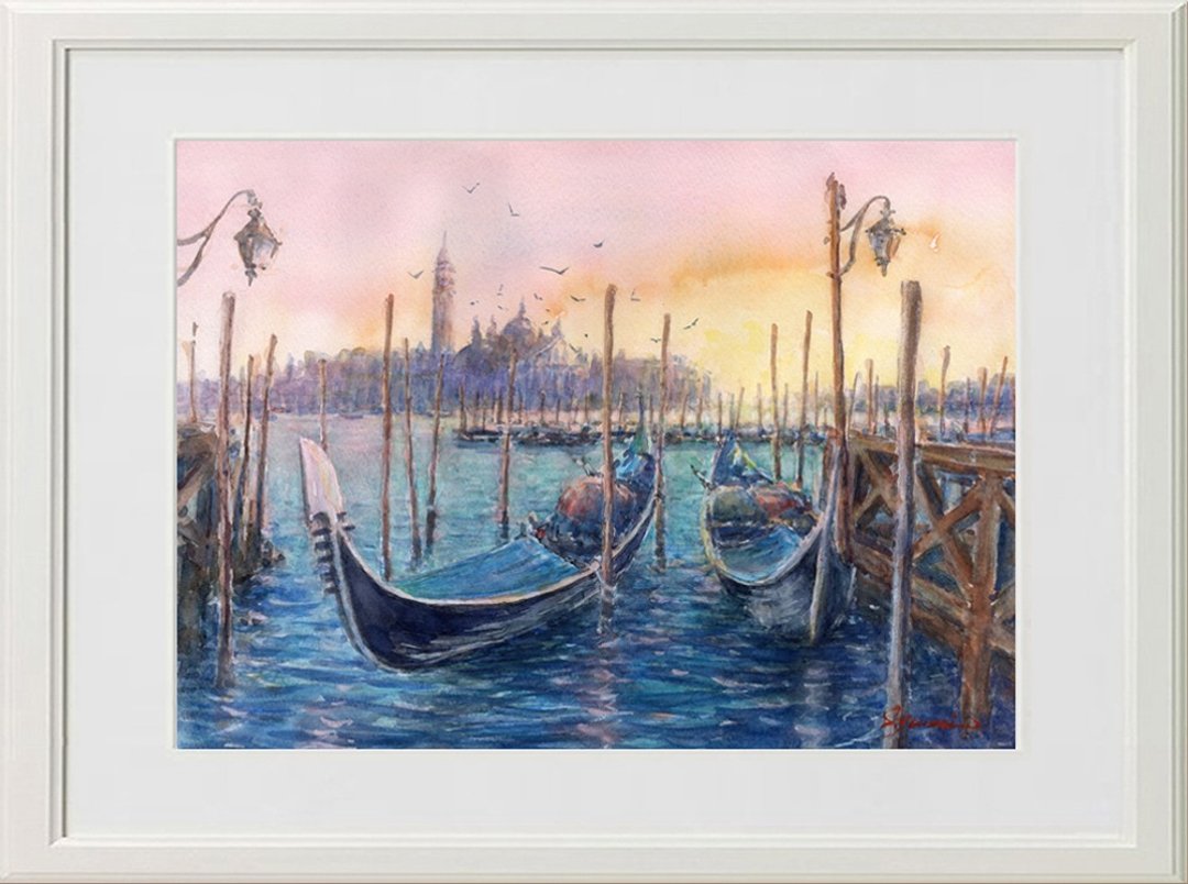 水彩画原画 威尼斯暮色 2 - 海报/装饰画/版画 - 纸 