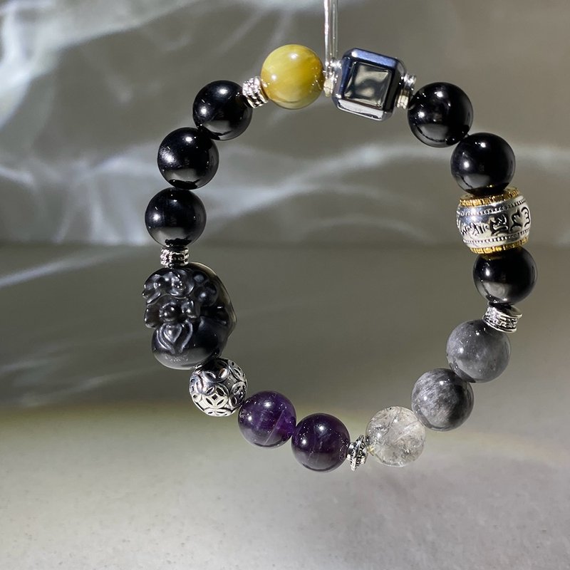 金好运系列─圣典 |金运石|闪灵钻|黑极光 | 水晶手链 A39-1 - 手链/手环 - 水晶 