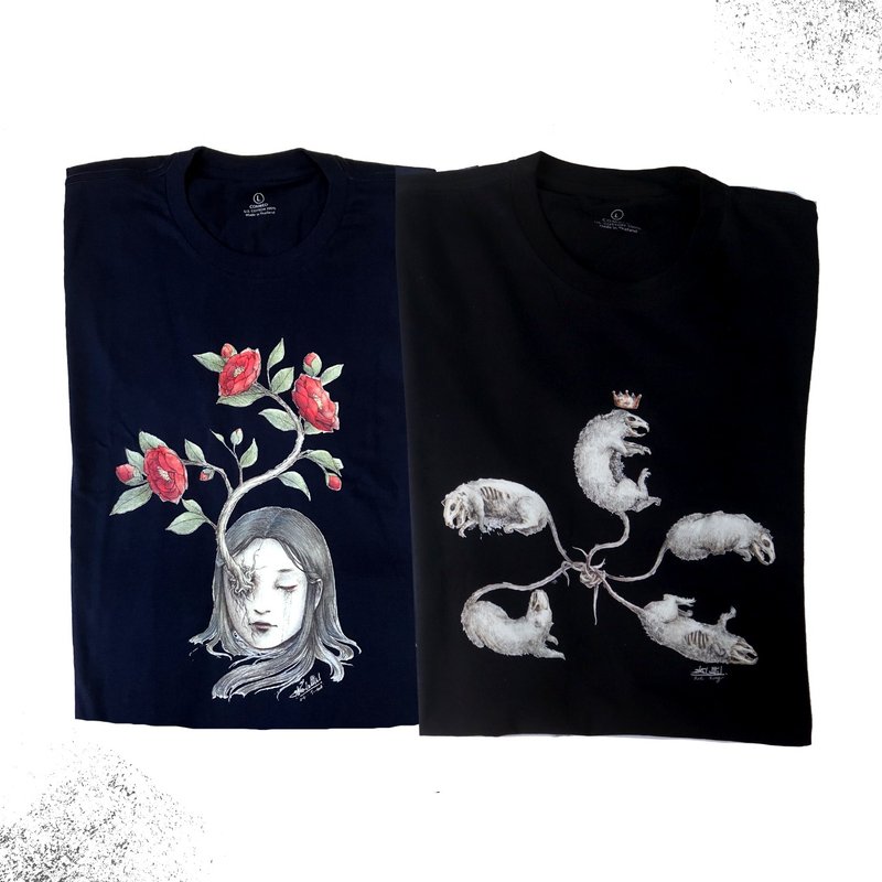 以神秘传说为灵感的原创设计T恤，100% 纯棉精梳棉，柔软舒适。 - 男装上衣/T 恤 - 棉．麻 黑色