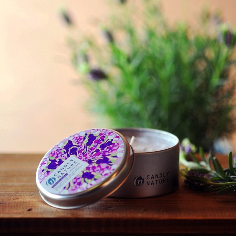 Hokkaido Natural Aroma Candle Can Furano Lavender - 蜡烛/烛台 - 蜡 蓝色