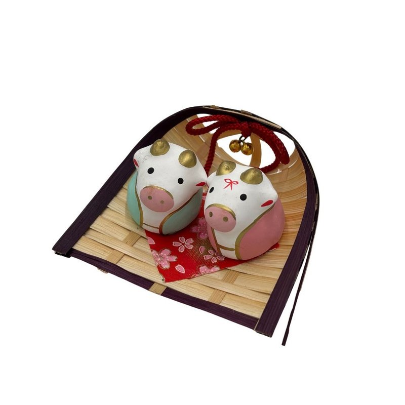 【招福干支】开运干支 生肖牛 缘起物 喜气洋洋亲子牛 R83 - 摆饰 - 其他材质 白色