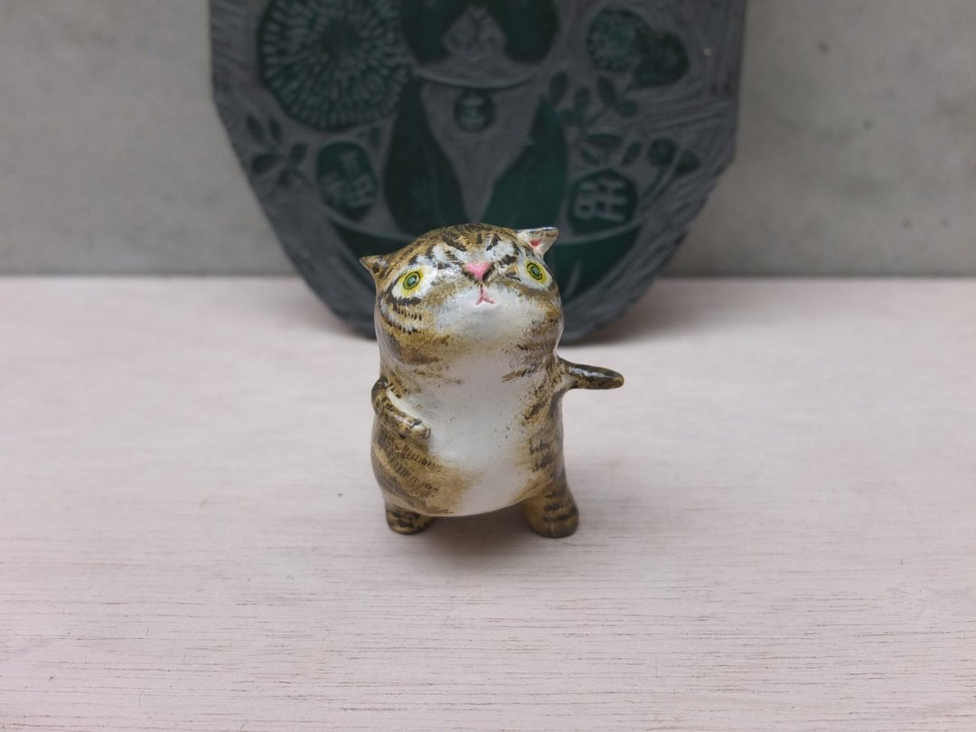 虎斑扭扭猫 - 花瓶/陶器 - 陶 咖啡色