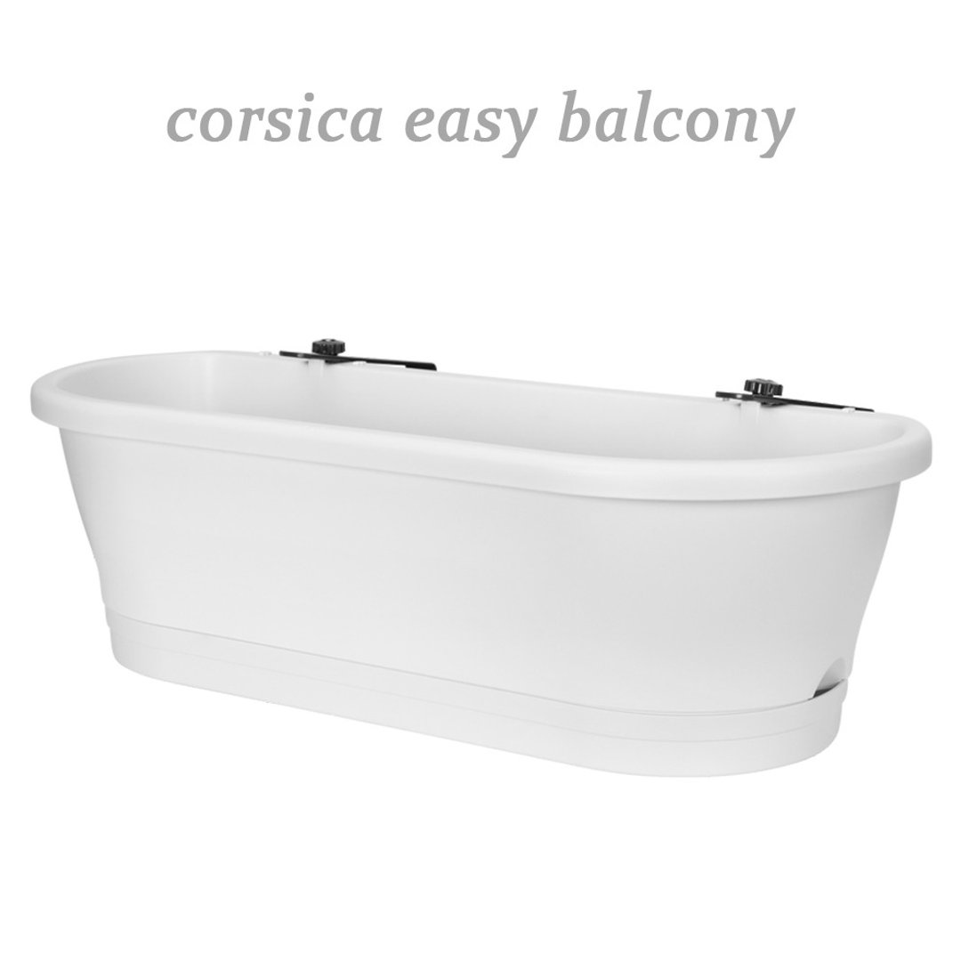 【盆器】科西嘉阳台挂盆 60cm 纯白 (适用栏杆宽2-12cm) - 花瓶/陶器 - 环保材料 白色