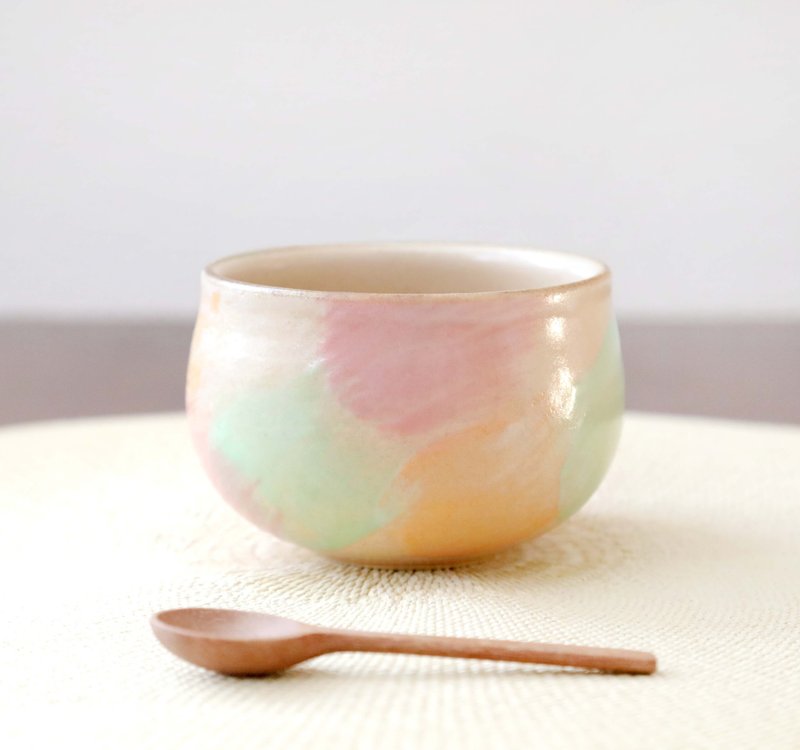 彩妆：春色的笔触与温暖质朴的陶土茶杯 2 - 碗 - 陶 粉红色