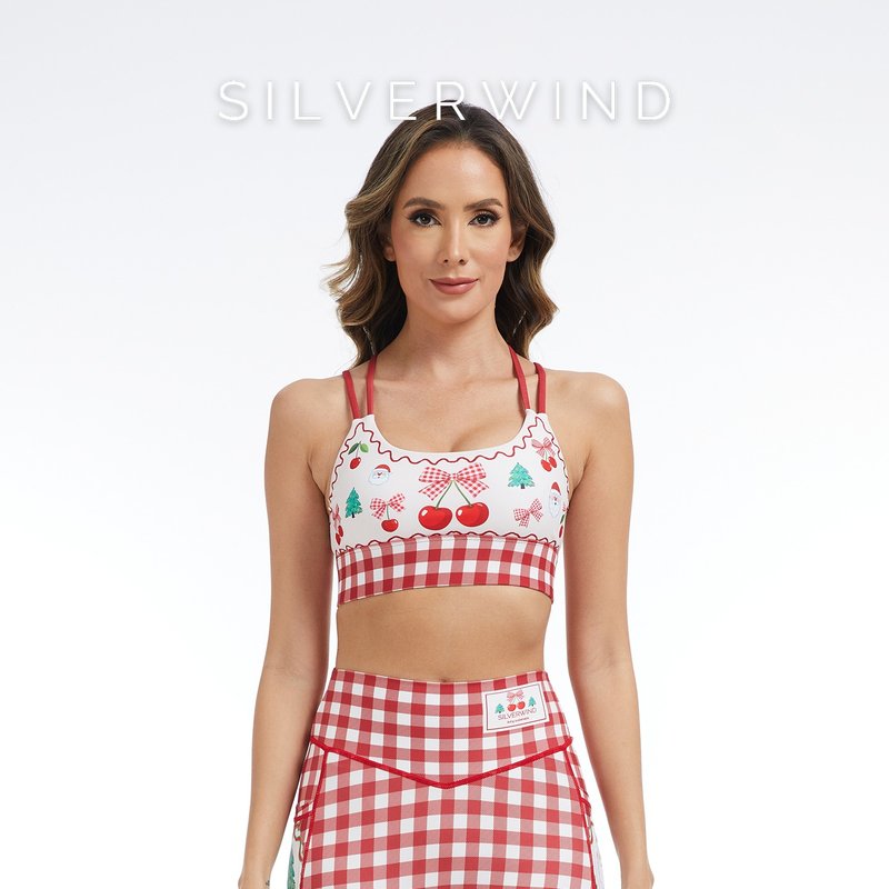 【SILVERWIND】甜心暖格印花高强紧身裤速干跑步健身瑜伽文胸女 - 女装运动内衣 - 环保材料 