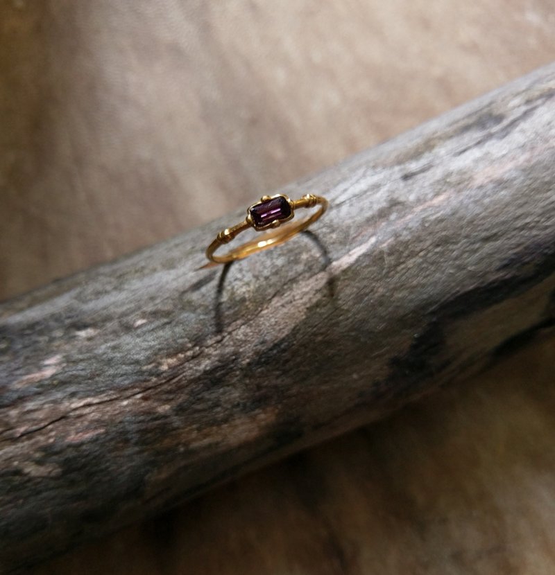 巴黎古董-深紫玻璃镀金戒指 - 戒指 - 其他金属 