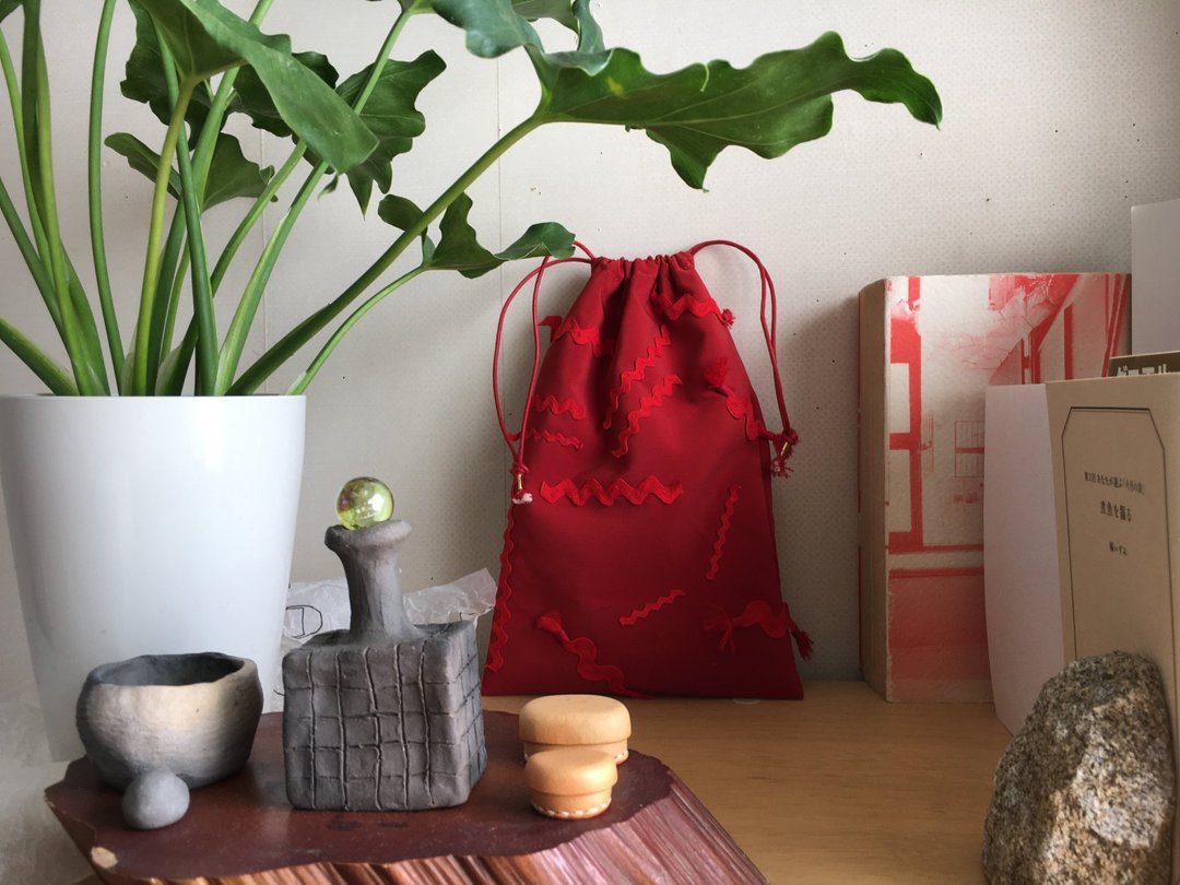 rickrack kinchaku ( red ) - 化妆包/杂物包 - 聚酯纤维 红色