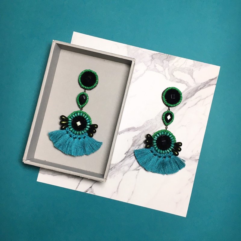 earrings: donut no.3 - 耳环/耳夹 - 其他材质 绿色