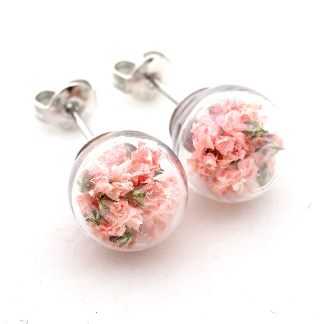 爱家作- OMYWAY DIY 干花  玻璃球 耳针 耳环 耳勾 垂挂 耳夹 1cm - 耳环/耳夹 - 玻璃 