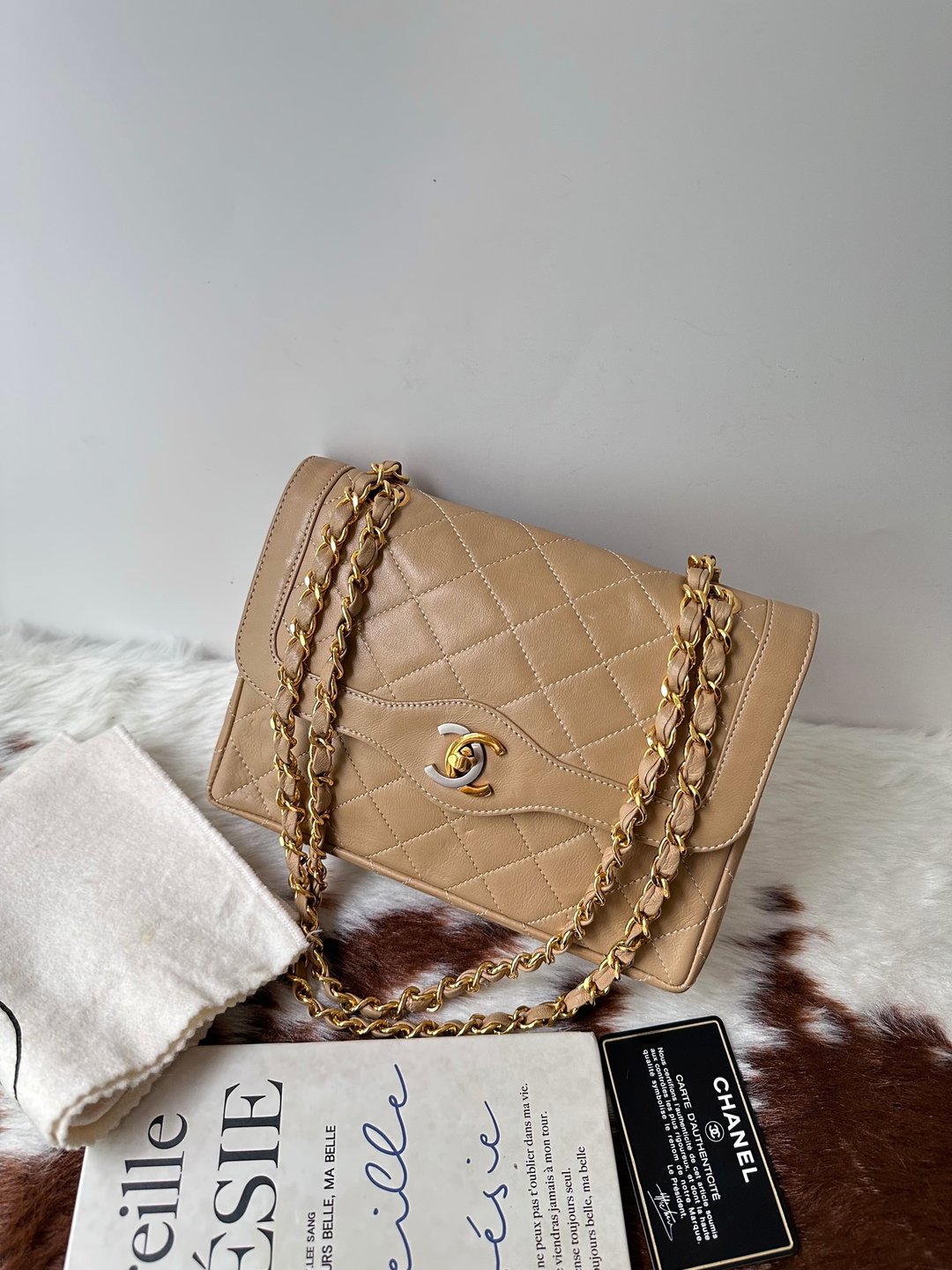 中古包 CHANEL 香奈儿 奶茶色巴黎限定迷你链条包 - 手提包/手提袋 - 真皮 卡其色