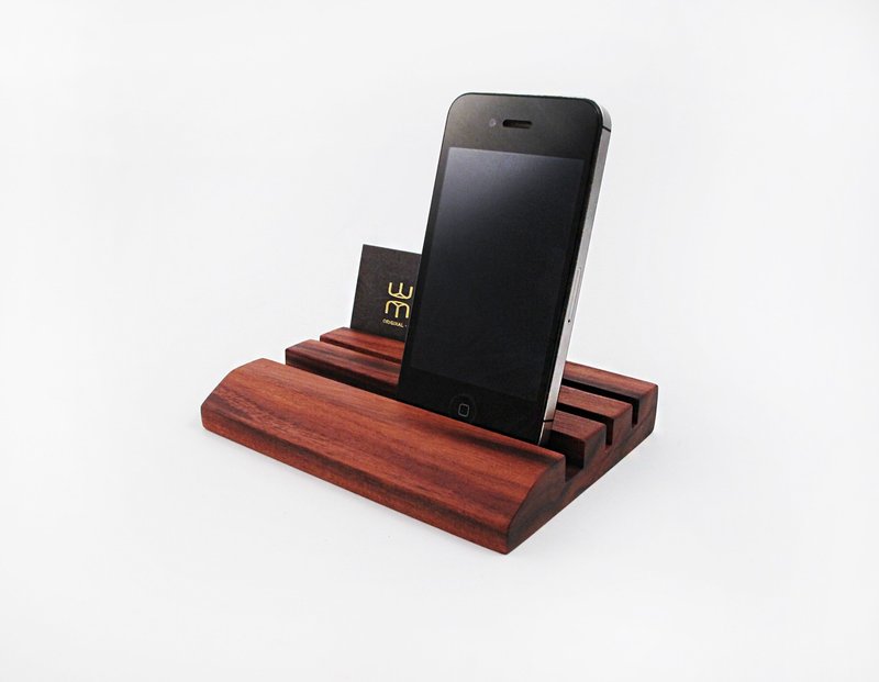 手工原木手机座/名片架/黑金檀/巴拉圭花梨 - 手机座/防尘塞 - 木头 红色