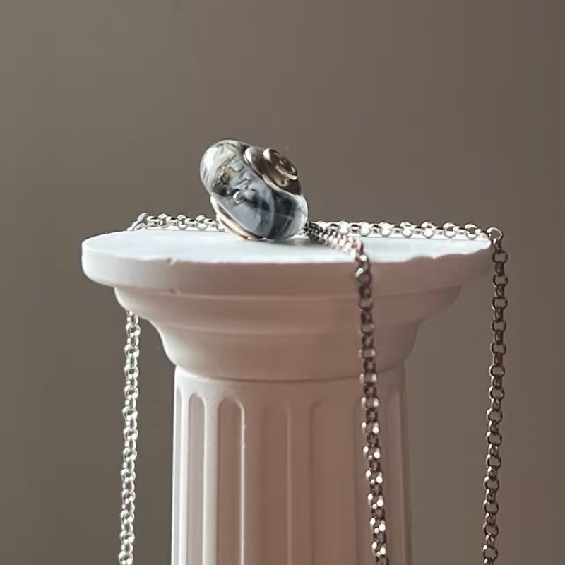 石纹海 - 宠物骨灰纪念琉璃 - 项链 - 玻璃 黑色