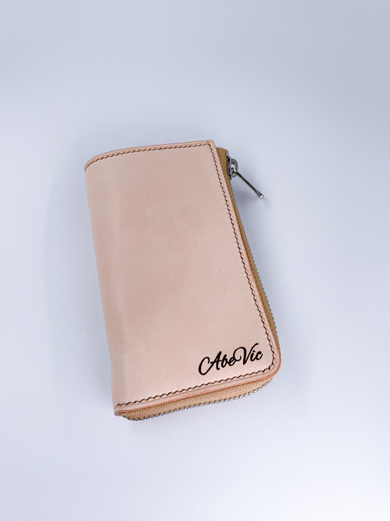 真皮拉链钥匙包丨定制名字丨手工制作丨植鞣革牛皮丨圣诞礼盒 - 钥匙链/钥匙包 - 真皮 