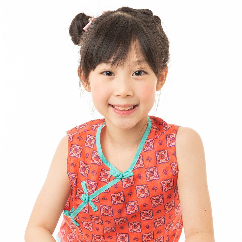 儿童旗袍 古风 无袖轻透款 复古图腾 - 旗袍 - 棉．麻 