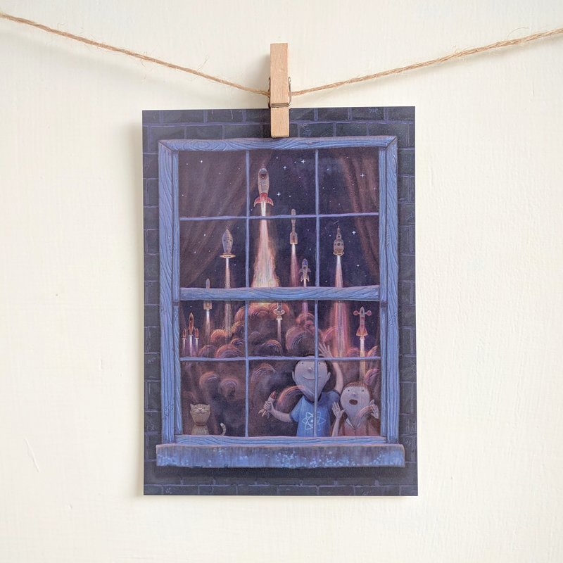 寻找星星 / 明信片 - 卡片/明信片 - 纸 蓝色