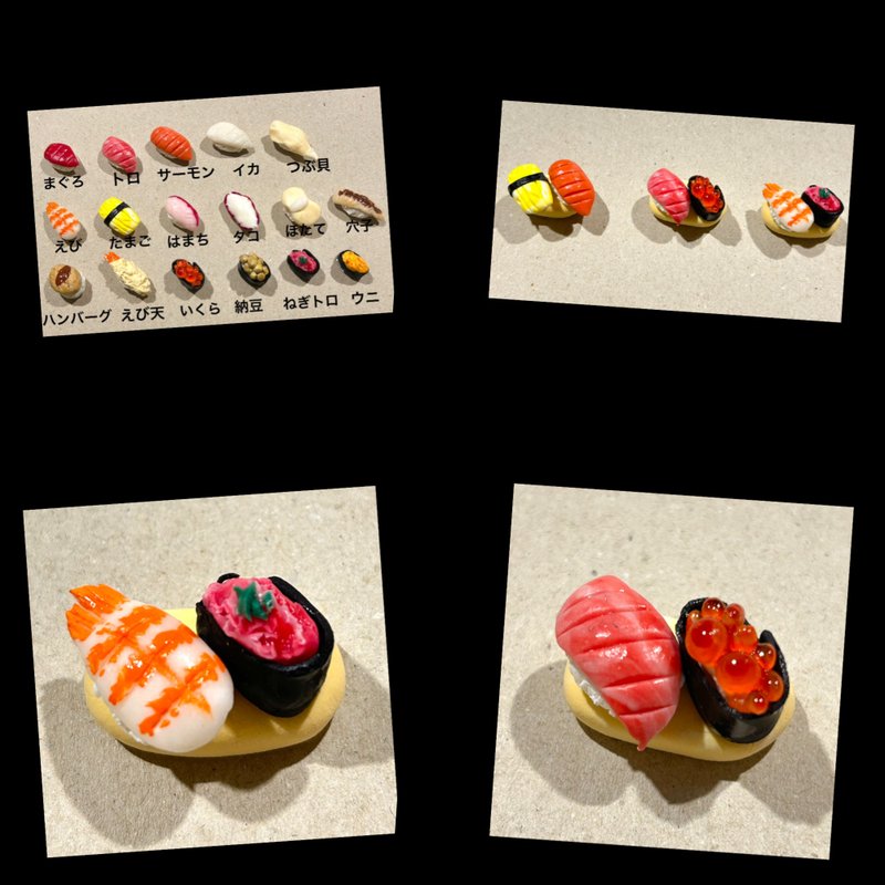 【2个一组】寿司双拼磁铁三入组 - 冰箱贴/磁贴 - 粘土 