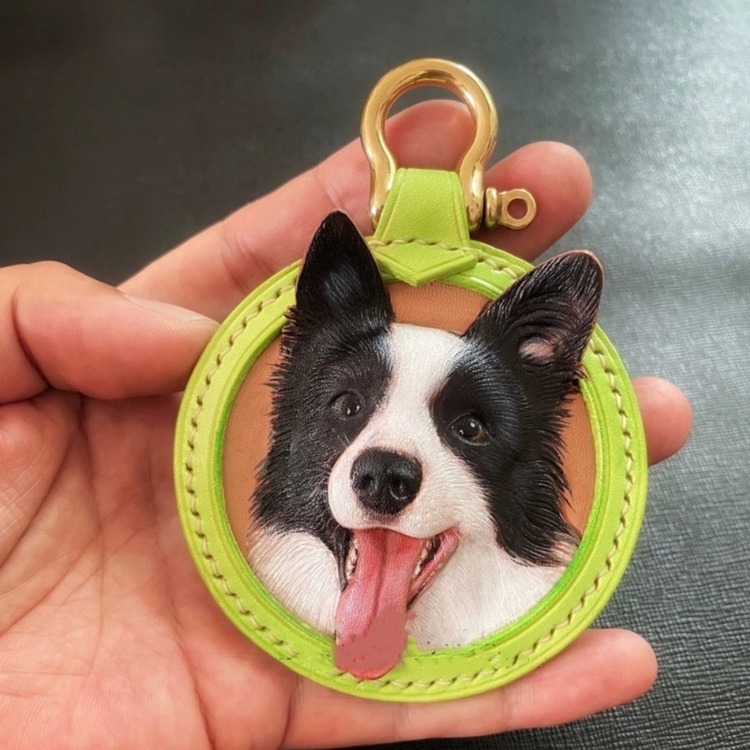 【订做】我的宠物 宠物雕刻钥匙圈 皮革雕刻 狗 猫 宠物画像 皮革画钥匙圈 宠物皮革钥匙圈 - 订制抱枕/饰品 - 真皮 