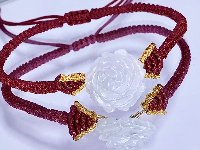 梦幻花园 - 翡翠玫瑰手编手链 - 手链/手环 - 宝石 