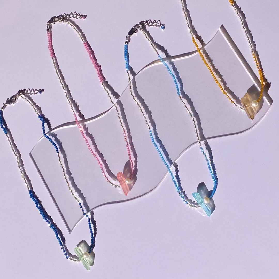 菱形切工水晶项链 - 项链 - 石头 多色