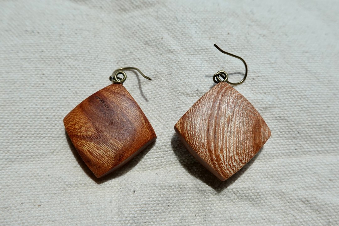 Zelkova earrings - 耳环/耳夹 - 木头 咖啡色