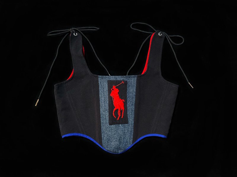 REGETHER 古着改制 sportswear 绑带马甲-Polo Ralph Lauren - 女装背心 - 棉．麻 蓝色