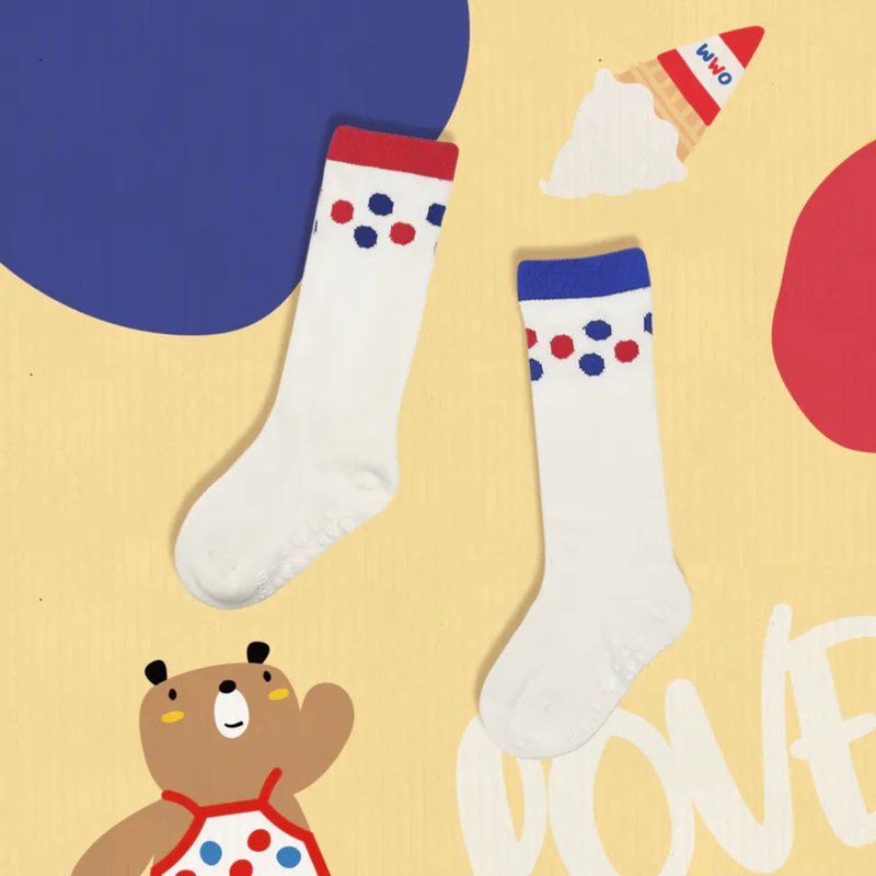 富养雪糕宝宝中筒防滑袜 - 婴儿袜子 - 棉．麻 红色