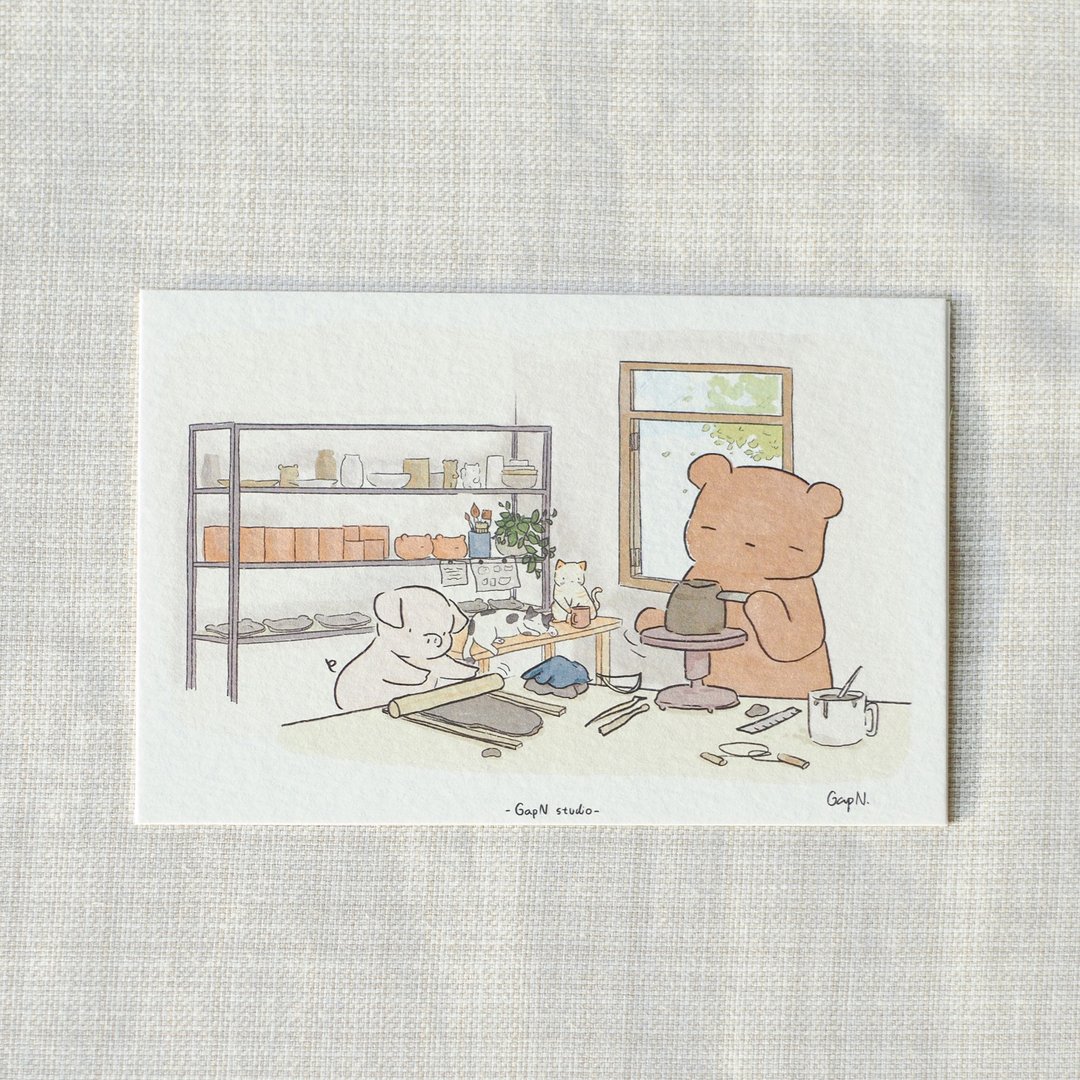 Postcard Poster Clay studio I 2023 collection - 卡片/明信片 - 纸 白色