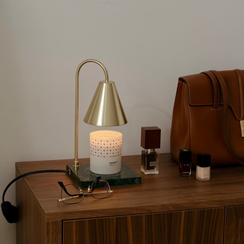 HOOOME 香氛蜡烛暖灯-典雅大理石款(祖母绿+金灯罩) 融蜡灯 - 灯具/灯饰 - 其他金属 白色