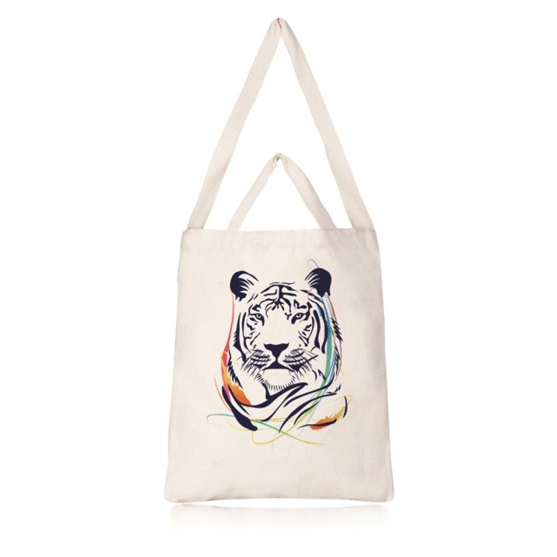【定制化礼物】绘·虎 直式帆布包 - 手拿包 - 棉．麻 