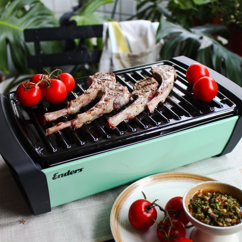 极光 桌面式木炭烤肉炉 粉绿 (附搪瓷烤盘) - 露营用品 - 不锈钢 绿色
