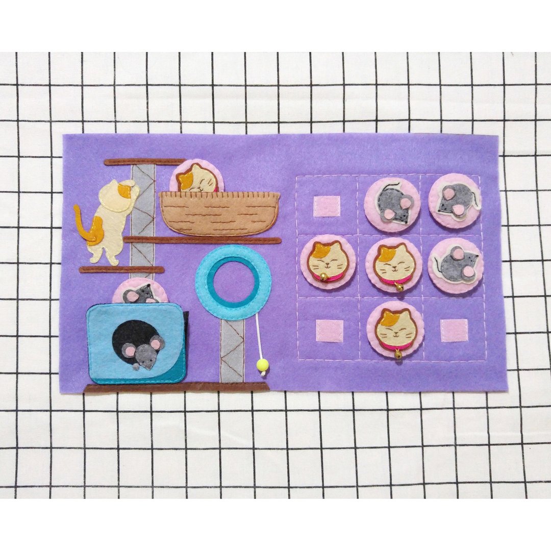定制化手作布书【单页本】[D06] 猫捉老鼠 - 玩具/玩偶 - 棉 
