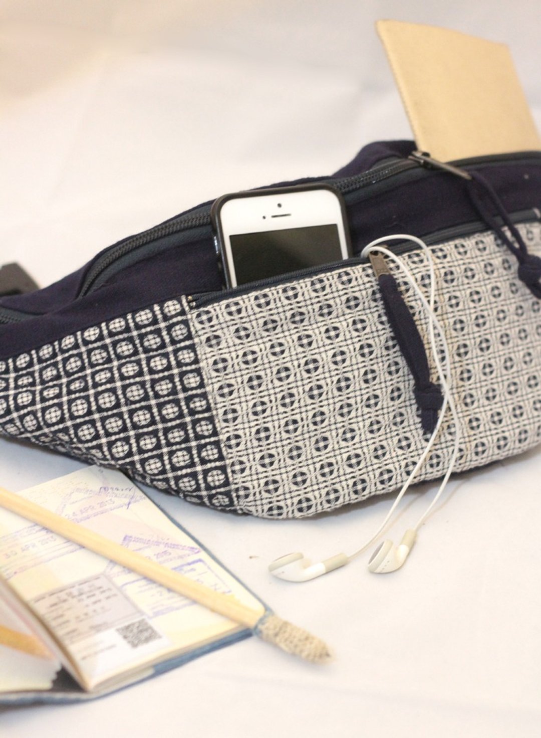 Waist bag woven fabric - 行李箱/行李箱保护套 - 棉 蓝色