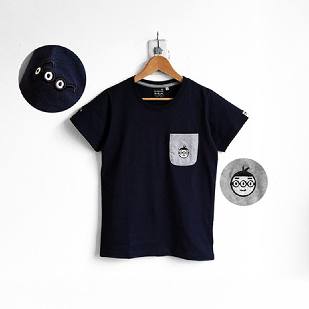 【BestFriend】Alien BoyFriend Pocket T-Shirt / 15-NAVY - 女装 T 恤 - 棉 蓝色