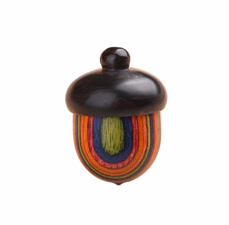 辟邪保平安I檀木彩虹松果迷你盒子I吊坠 31*22mmI情人节生日礼物 - 项链 - 木头 