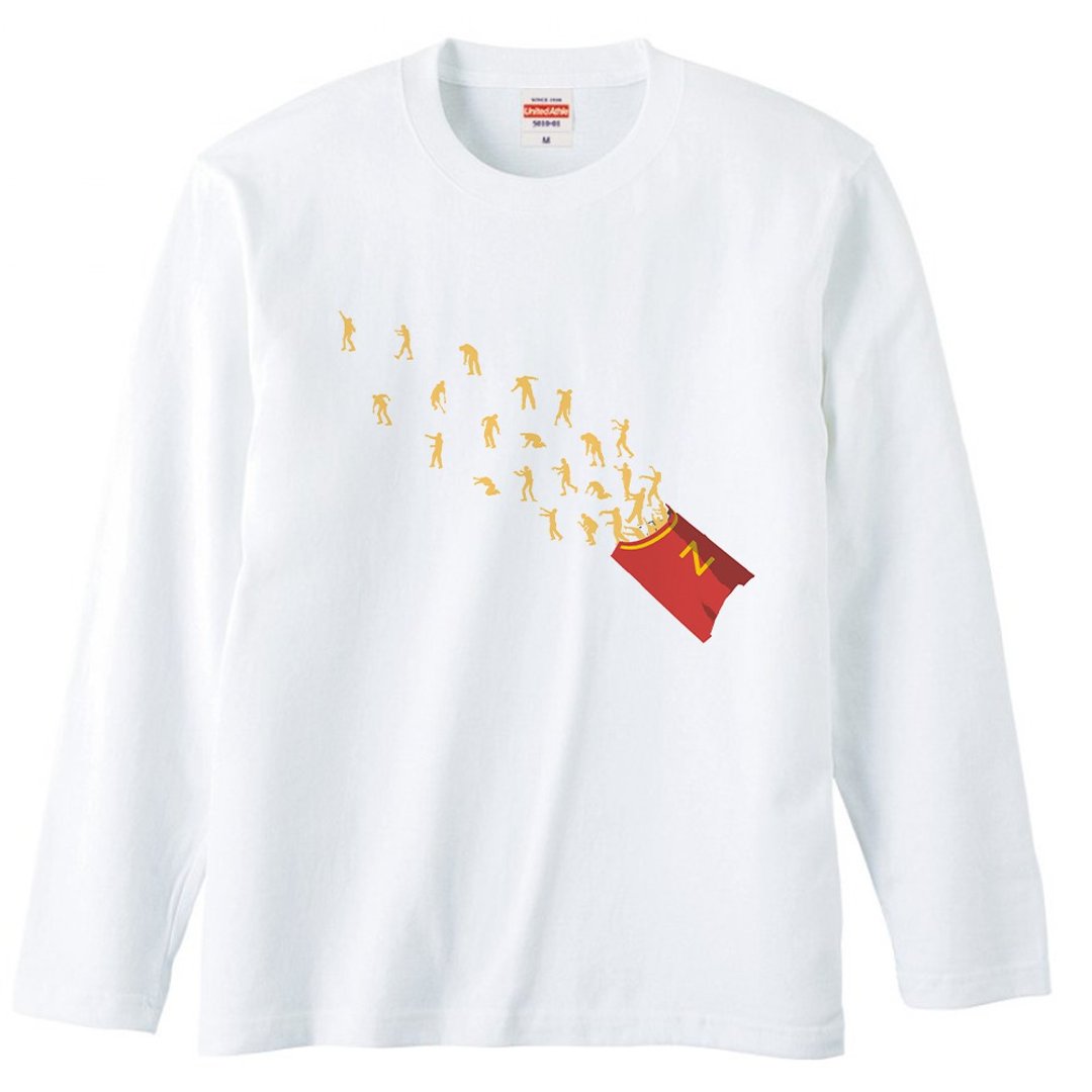 Long sleeve t-shirt / junk food party - 男装上衣/T 恤 - 棉 白色