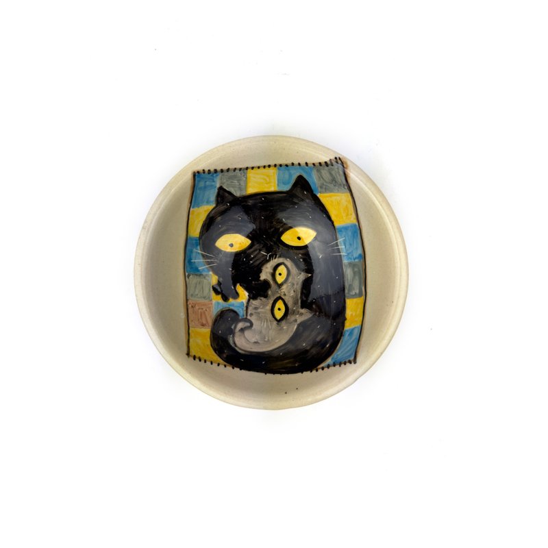 Nice Little Clay 碗 可爱猫 0205L-21 - 碗 - 陶 白色