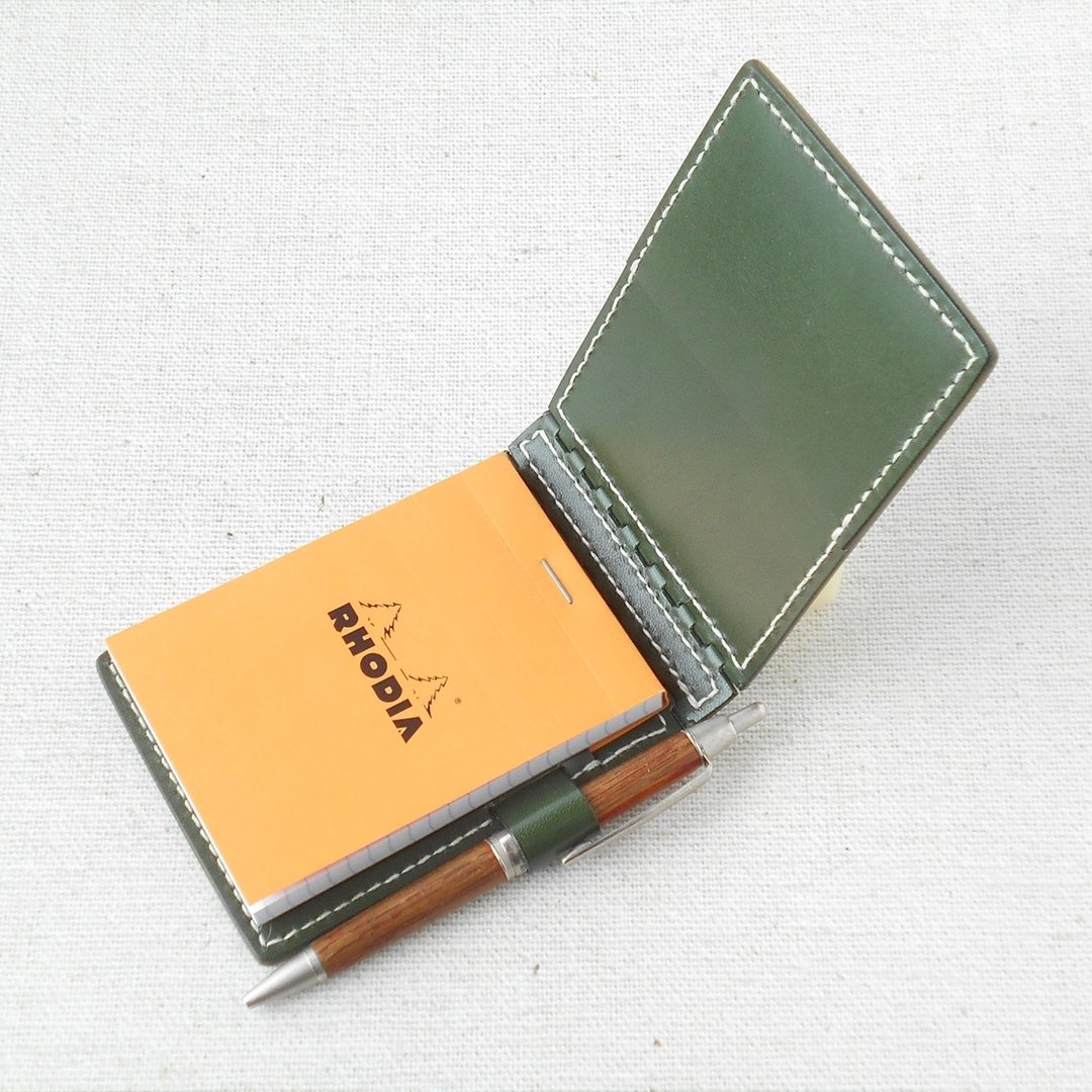 皮革铰链 RHODIA No11 笔记本套 绿色 - 笔记本/手帐 - 真皮 绿色