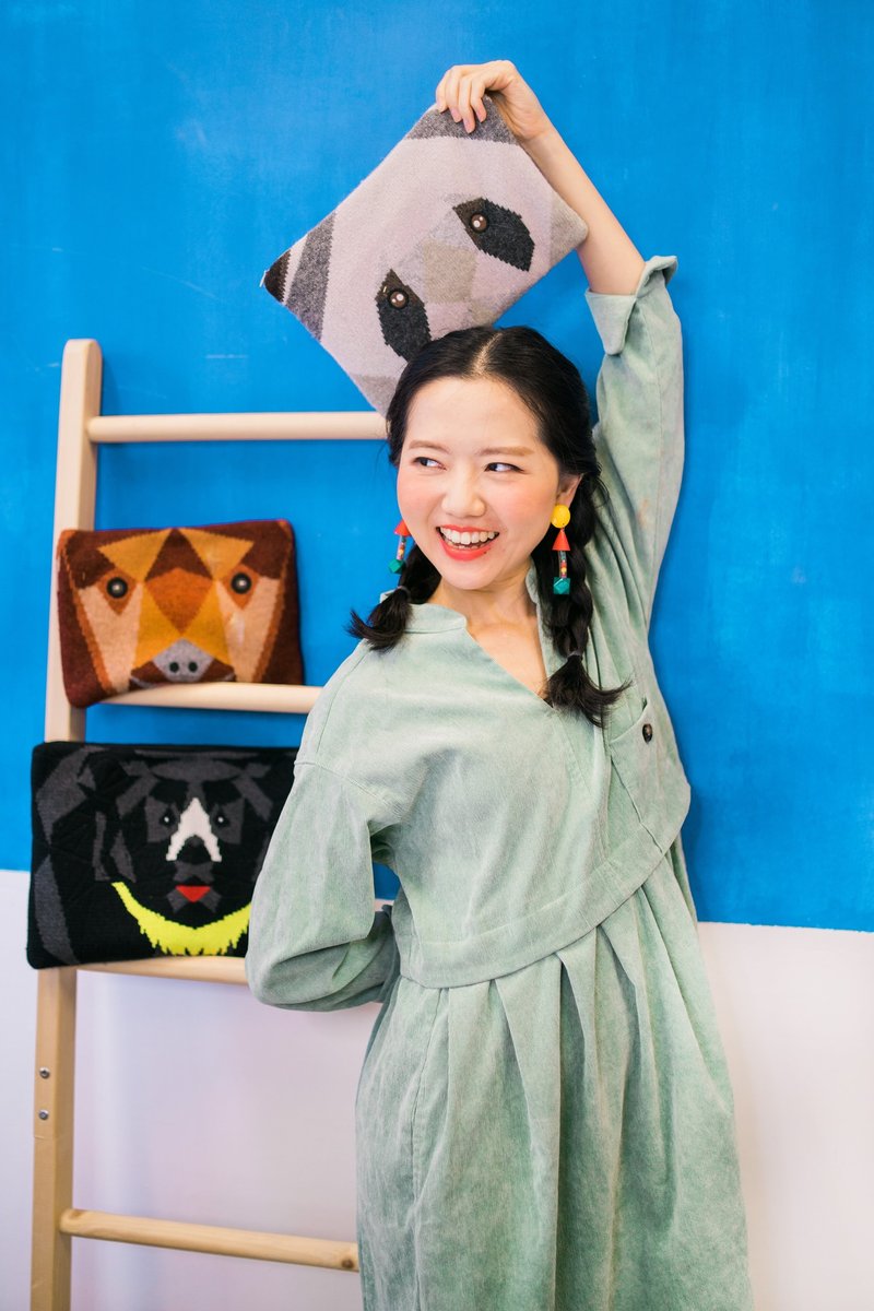 熊猫几何针织IPAD CASE - 手提包/手提袋 - 羊毛 灰色