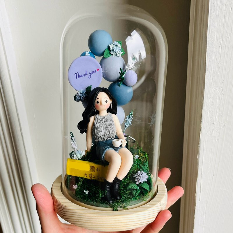 【定制】坐姿公仔、毕业礼物、老师礼物 - 订制画像 - 粘土 蓝色