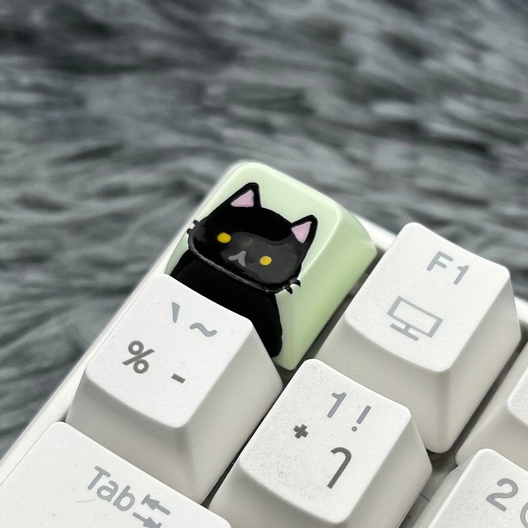 XDA keycap black cat (yellow eyes)-green - 电脑配件 - 塑料 绿色