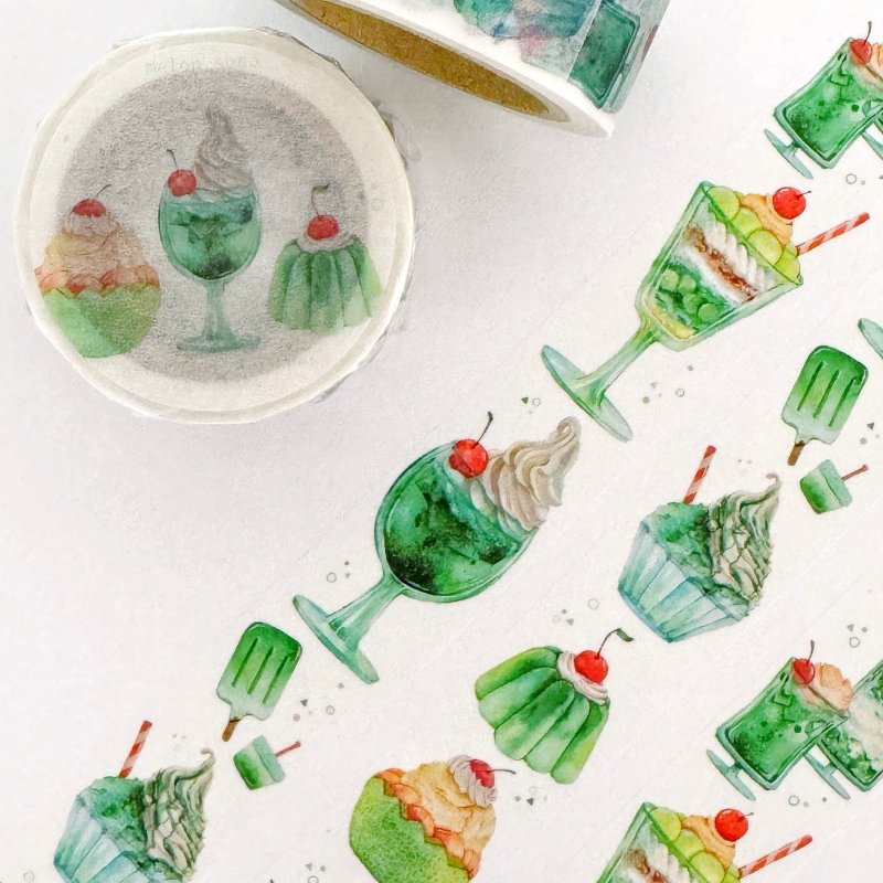 密瓜苏打甜点 屏蔽胶带 - 纸胶带 - 纸 绿色